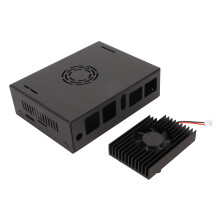 Aluminium Metallgehäuse mit Kühllüfter IP30 für VisionFive2-Board