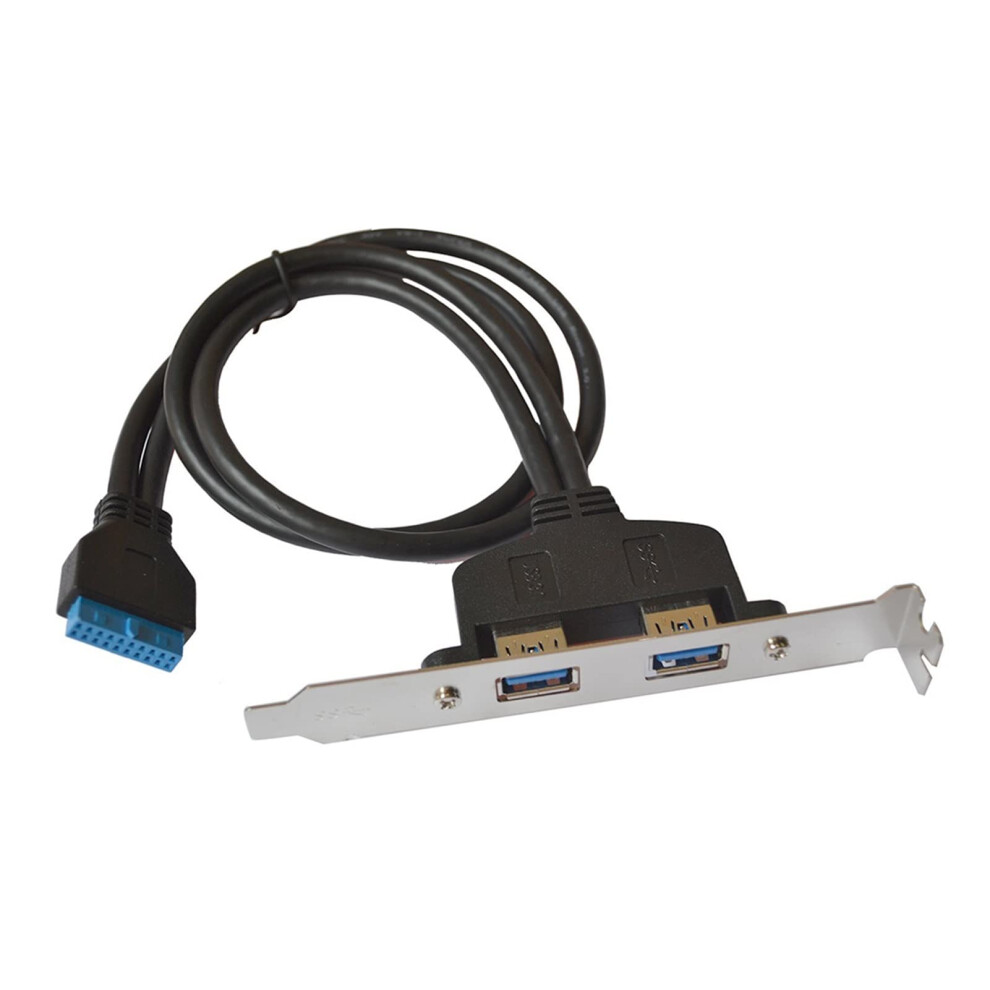 Usb 3.0 To Motherboard 20Pin Header Adapter Cable 50Cm Dual Ports 2X Usba Female Rear Pci Bracket Panel Dark 9426802703955