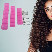 Styler DIY Arricciacapelli Rosa con Clip Rollers con Presa Automatica per Ricci Perfetti