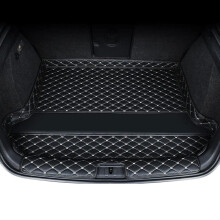 Car Leather Trunk Mats for BMW 420i Coup M Sport (2017–), Waterproof Cargo Pet Carpets B/Black White