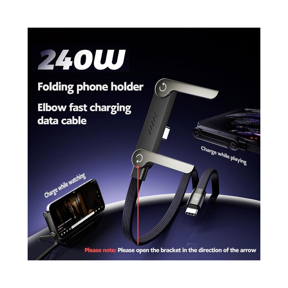 Invisible Holder Charger Cable With Stand, 240W Super Fast Charging 2-In-1 Fast Charging Cord & Phone Stand, Compatible With Type-C Charging Cable 9075781436677