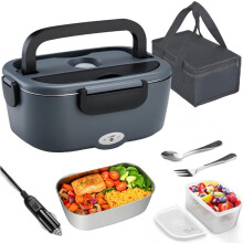 Electric Lunch Box for Car&Truck,12V/220V Portable Warmer with 304 Stainless Steel Container,for Drivers&Office Eu Plug