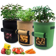 3 Pcs 4 Gallon Grow Bags with Handles, Breathable Fabric Potato Planter Bags with Harvest Window for Vegetables