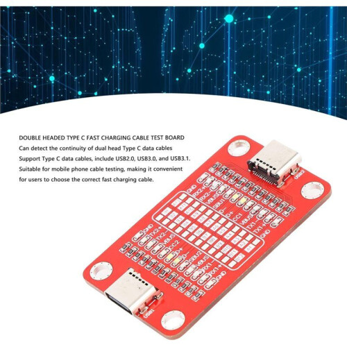 Placa de Detección de Cables de Datos, Tipo C de Doble Cabezal, Comprobador de Cables USB, Compatible con IOS y Android, Compatible con USB 3.1. 1