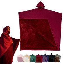 Hoodie Cloak Weighted Cloak Hoodie Loose Blanket Hoodie Oversized Red Long Sleeve Poncho Cape