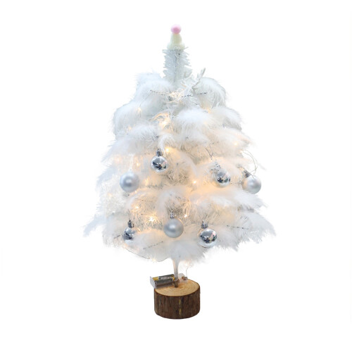 Multi-color Feather Christmas Tree with Lamp String 45cm 60cm Desktop Decor