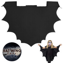 Schwarzer Fledermaus Cape Einteiler Halloween-Kostüm für Kinder & Erwachsene