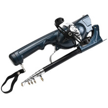 Foldable Fishing Rod With Reel Arms Line Casting And Upgraded Portable Design Clam Ice Plastics Black 折叠23cm 长1.3m