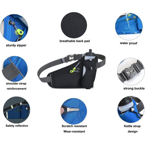 Hydration Running Belt for Men Women Adjustable Strap Waist Bag Dark Grey 1