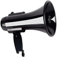 Black Handheld Megaphone with Siren for Clear Voice Projection Bullhorn Loudspeaker