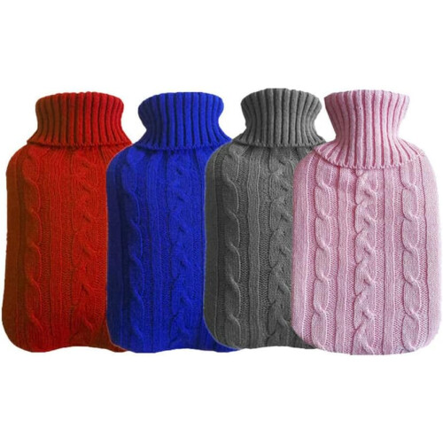 Hot Water Bottle Knitted Cover 2000ml Capacity Dark Grey 1pc Pack 2