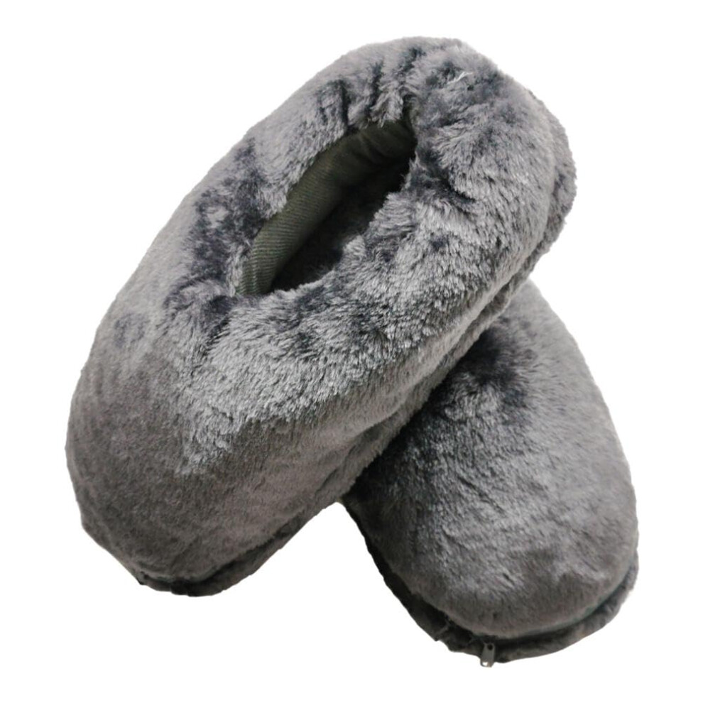 Grey Usb Heated Foot Warmers Slippers, Usb Powered Fast Heating Foot Heaters, One Size