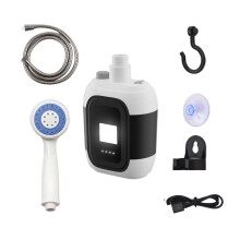 Electric Shower Camp with LED Light, 2200mAh Battery, Portable for Outdoor