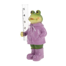 Outdoor Garden Frog Rain Gauge with Transparent Tube Weatherproof for Lawn