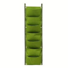 7 Pocket Vertical Garden Planter Felt Fabric Hanging Planting Bag for Indoor Outdoor Gardening Green