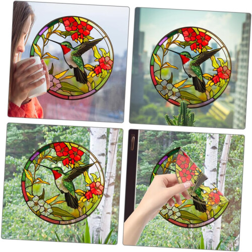 Collision Hummingbird Window Cling PVC Static Decal for Glass Easy Removable 2