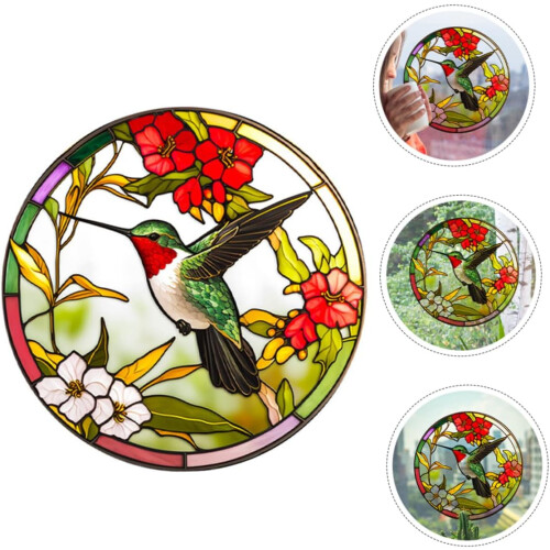 Collision Hummingbird Window Cling PVC Static Decal for Glass Easy Removable 1