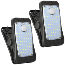 Solar Motion Sensor Wall Light with TypeC Charging, Waterproof Outdoor Deck Lamp, Adjustable White Warm Light, 2 or 4 Pack