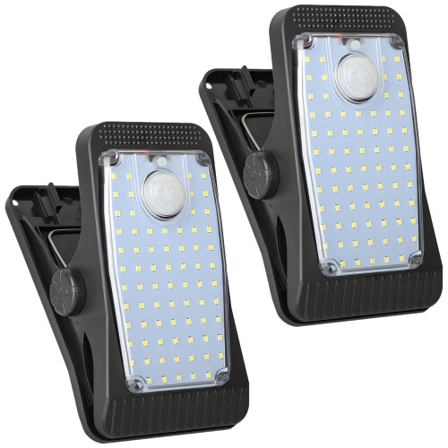 Solar Motion Sensor Wall Light with TypeC Charging, Waterproof Outdoor Deck Lamp, Adjustable White Warm Light, 2 or 4 Pack
