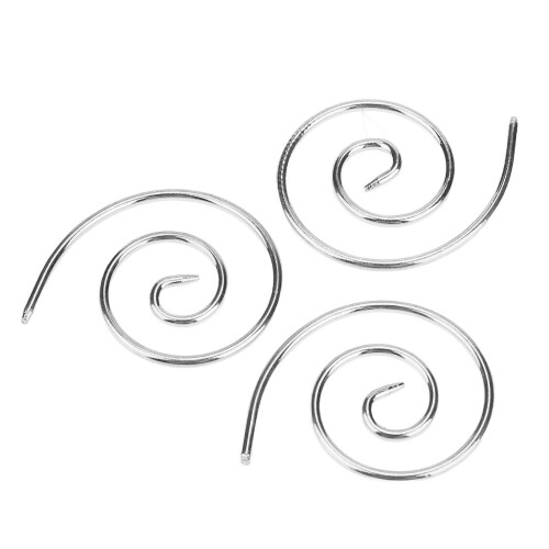 3 Stück Spiralgarn-Nadeln aus Edelstahl, 4x3,5 cm, silber