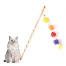Bunter Filz-Stern Feder-Katzenangel für Zuhause - 32g