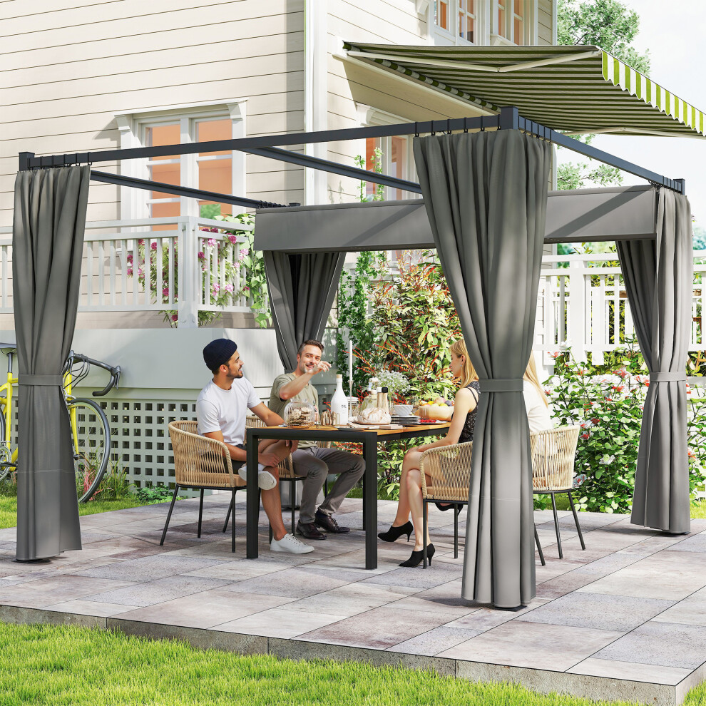 Outsunny 3 x 3m Retractable Pergola - Light Grey - Image 3
