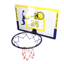 Piccolo canestro da basket miniaturizzato per porta o parete, gioco, in PC, giallo/blu