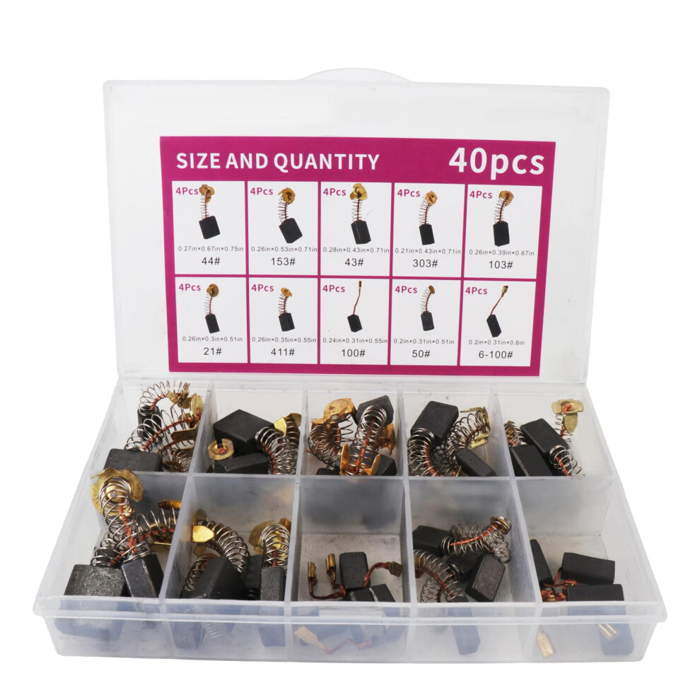 Electric Motor Carbon Brushes 40Pcs 10 Different Models Of Carbon Brushes Suitable For The Maintenance Of Carbon Brush Motors 9347817230215