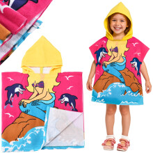 Mermaid Kids Beach Cover Up Swimming Towel Poncho Hooded Swim Towels