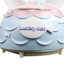 Resin Cat Snow Globe with Lights, Music, 8x12cm, Battery Operated