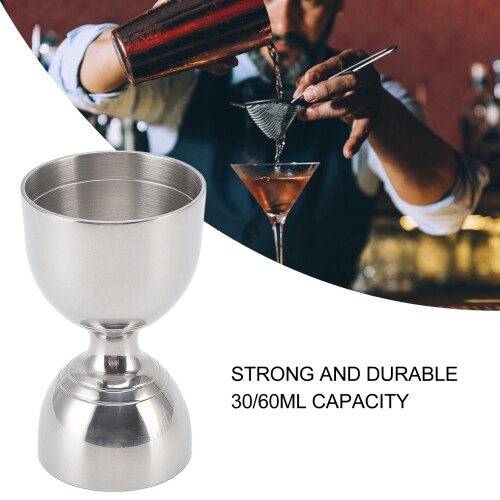 Edelstahl Cocktail Jigger 30/60ml, langlebiger Shot-Glas-Maß, Silber 2