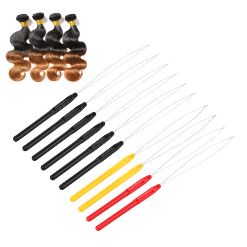 Hair Extension Loop Needle Threader Set with Metal Needle 10Pcs Pack 1