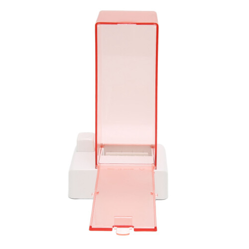 Cotton Pad Dispenser Plastic Storage Box Pink Transparent Automatic 2