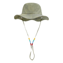 Sunshade Hat with UV Protection, Wide Brim Fishing Hat Colorful Beads Outdoor Sport Headwear Japanese Style Design, Quick Drying Breathable Fabric