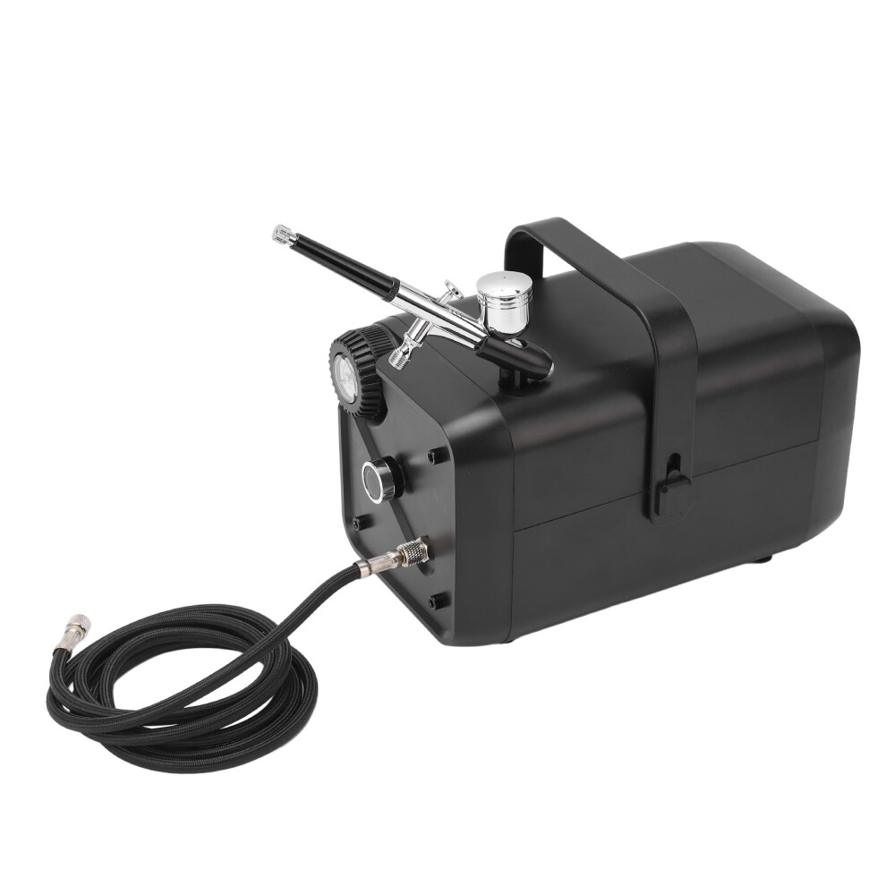 Black Professional Airbrush Kit For Art, Cake, Makeup 100-240V Uk