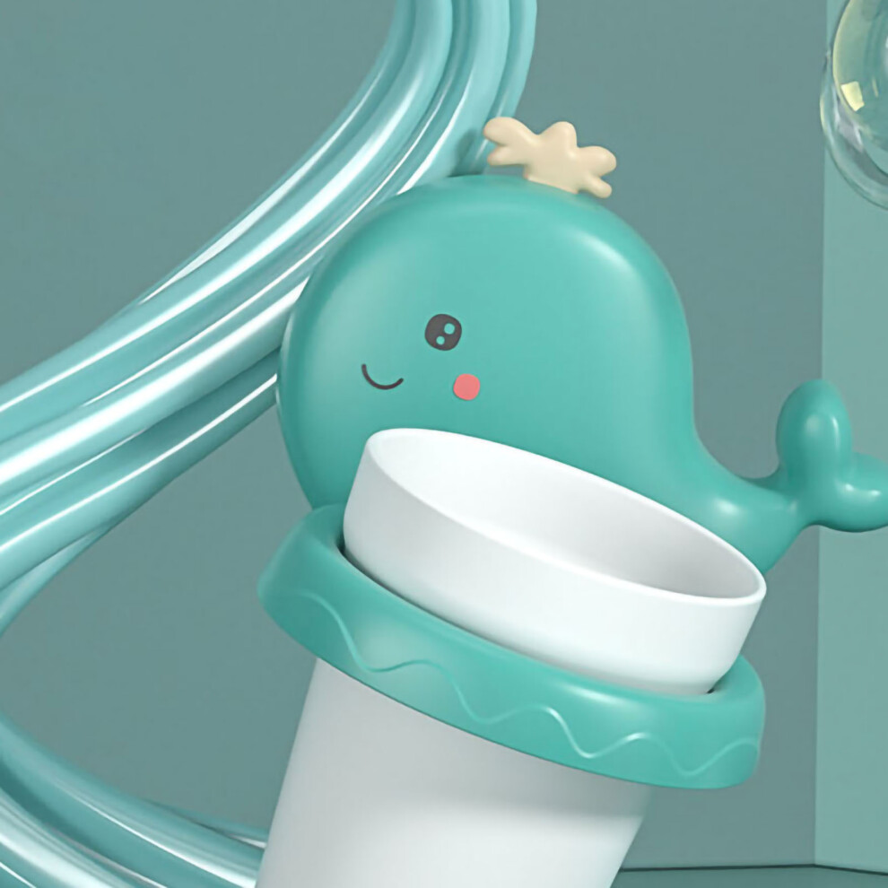 Wall Mounted Kids Toothbrush & Mouthwash Cup Holder Set Green Whale PP