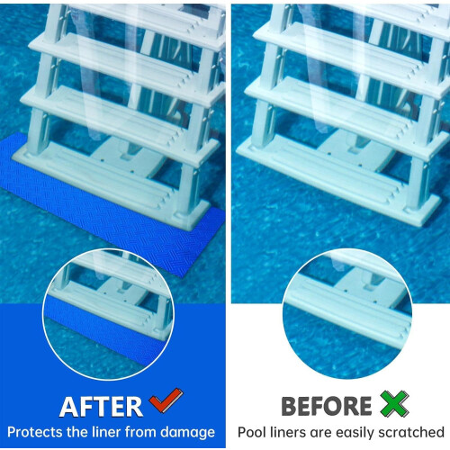 Pool Ladder Mat with NonSlip Textured Surface, Cuttable Step Protection Pad 23x90cm 2