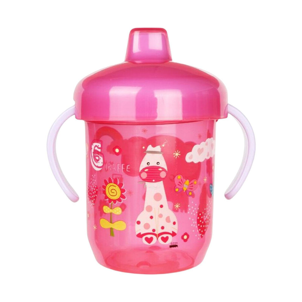Baby Water Cup Straw Sippy Cup With Nonslip Handles, Training Sippy Cup With Straw, Spillproof Pink