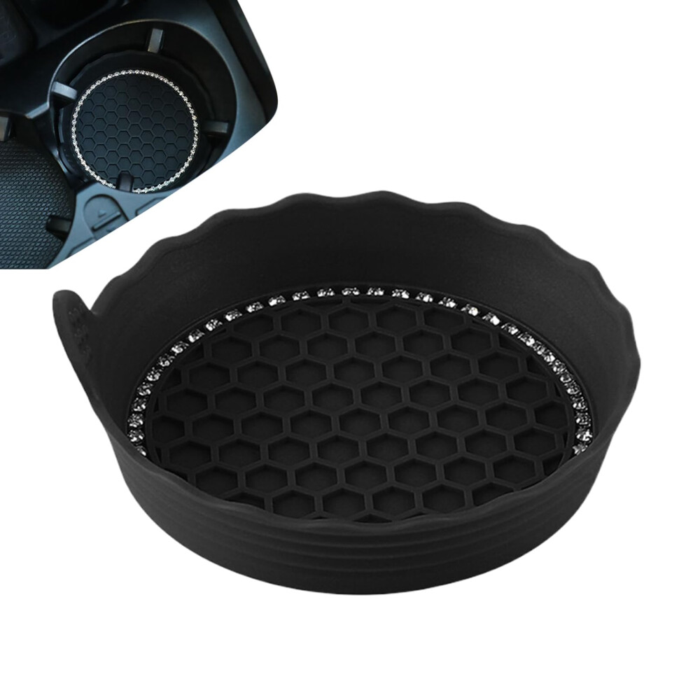 2X Antislip Silicone Car Cup Holder Coasters With Luxury Rhinestone Design For Dust And Spill Protection 9347817337648