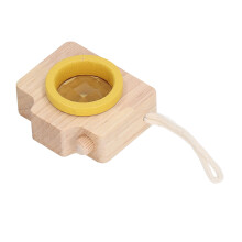 Prismenlinsen-Spielzeug Bienenauge-Effekt Kamera, Eichenholz, Gelb, 5,2x4,8x2,5cm
