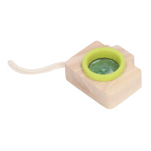 Green Prism Lens Toy with Oak Wood Camera Style, Portable, 5.2 x 4.8 x 2.5cm