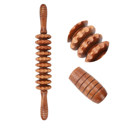 Holz-Massage-Rollerstab 41cm – Müdigkeitreduzierung, Rot 2