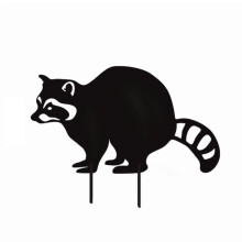 Raccoon Garden Stake Animal Metal Stick-crouching raccoon