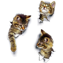 Adesivos de parede com tema de gatos, fáceis de aplicar, em PVC autoadesivo e à prova d'água, ideais para quartos de bebês, escritórios, quartos