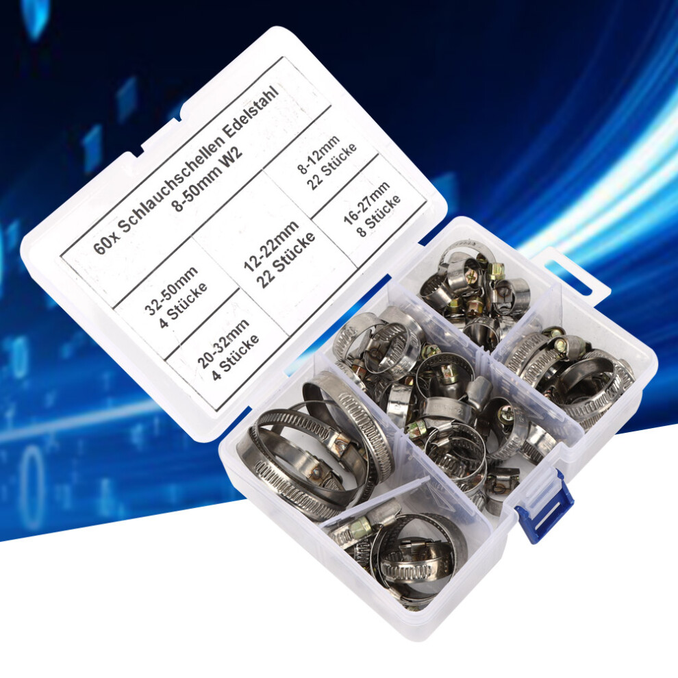 60Pcs Stainless Steel Hose Clamp Spring Clips 8-50Mm For Automotive & Pipes 9451382686152