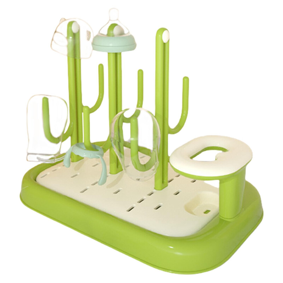 Drying Rack Baby Bottle Cactus Shape Drainer Rack, Countertop Bottle Drying Station For Baby Bottles Green