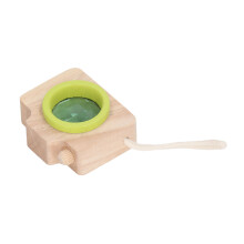 Green Prism Lens Toy with Oak Wood Camera Style – Portable & Cute
