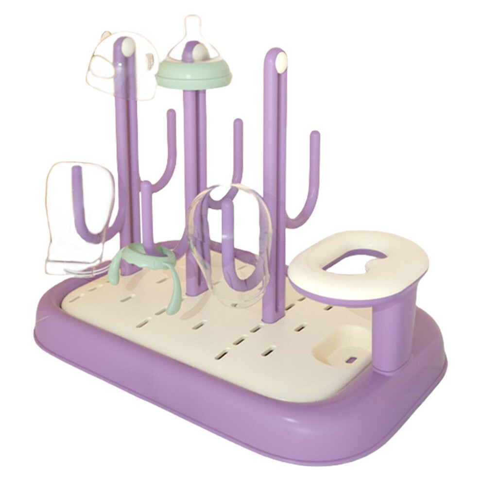 Drying Rack Baby Bottle Cactus Shape Drainer Countertop Drying Station For Baby Bottles Purple