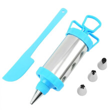 Stainless Steel Cookie Press and Pastry Syringe Set with Nozzles for Baking and Cake Decoration
