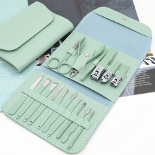 Set di tagliaunghie in acciaio inossidabile, 16 pezzi, strumenti per manicure, pedicure, kit di cura personale con custodia da viaggio, facile da